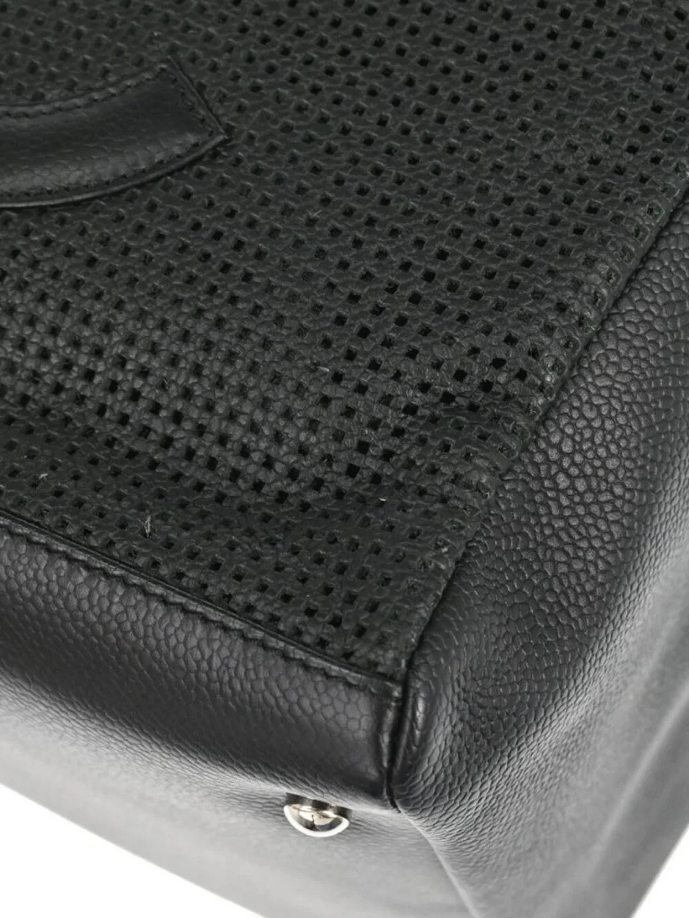 Chanel Black Perforated Calfskin CC Bowler Bag Handbag 168261